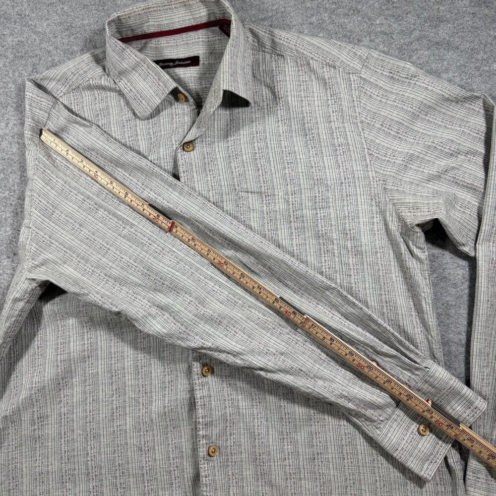 Vintage Tommy Bahama Silk Shirt Mens M Gray Long Sleeve Button Up Textured Beach - Picture 8 of 15